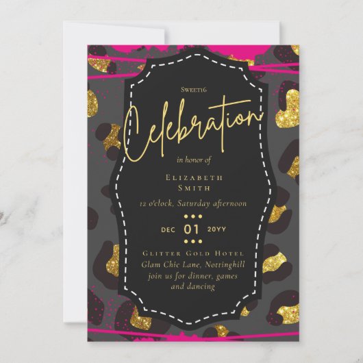 Budget Pretty Meisjesachtig Zoet16 Goud Dierenprin Kaart (Voorkant)