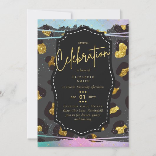 Budget Pretty Meisjesachtig Zoet16 Goud Dierenprin Kaart (Voorkant)