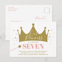 Budget Prinses Roze Kinderverjaardagsfeestje Uitnodiging Briefkaart