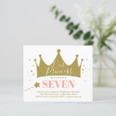 Budget Prinses Roze Kinderverjaardagsuitnodiging (Staand voorkant)