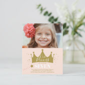 Budget Prinses Roze Moderne Verjaardagsuitnodiging (Staand voorkant)