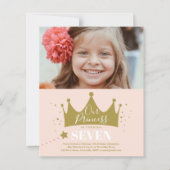 Budget Prinses Roze Moderne Verjaardagsuitnodiging (Voorkant)