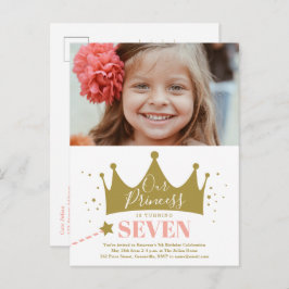 Budget Prinses Roze Moderne Verjaardagsuitnodiging Briefkaart