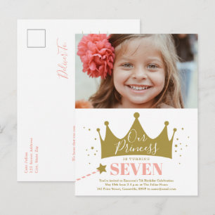 Budget Prinses Roze Moderne Verjaardagsuitnodiging Briefkaart