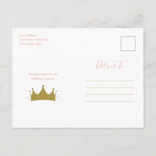 Budget Prinses Roze Moderne Verjaardagsuitnodiging Briefkaart (Achterkant)