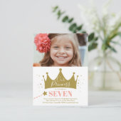 Budget Prinses Roze Moderne Verjaardagsuitnodiging Briefkaart (Staand voorkant)