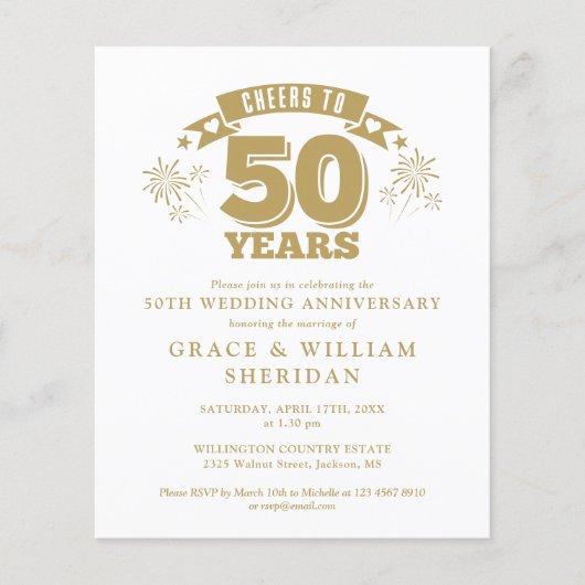 Budget proost op 50e Jubileum Foto uitnodigen (Voorkant)