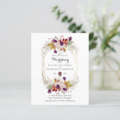 Budget pruim Blozend Roze Bloemige Trouw Uitnodigi (Staand voorkant)