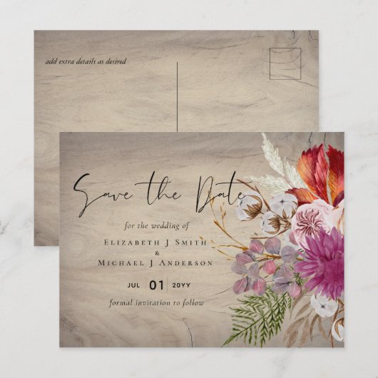 BUDGET Pruim Kaneel Bruiloft Herfst Bloemen Briefkaart (Voorkant / Achterkant)