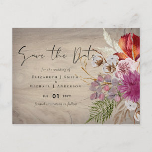 BUDGET Pruim Kaneel Bruiloft Herfst Bloemen Briefkaart