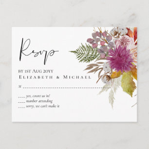 BUDGET Pruim Kaneel Bruiloft Herfst Bloemen Briefkaart