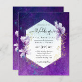 Budget Pruim Paarse Bloemige Bruiloft (Voorkant / Achterkant)
