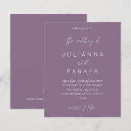 Budget Pruim Paarse MOD Calligrafie Bruiloft