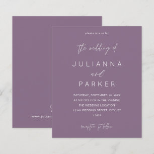Budget Pruim Paarse MOD Calligrafie Bruiloft