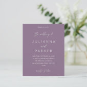 Budget Pruim Paarse MOD Calligrafie Bruiloft (Staand voorkant)