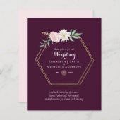 BUDGET Pruimen- en koraalbloemen bruiloft uitnodig (Voorkant / Achterkant)