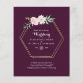 BUDGET Pruimen- en koraalbloemen bruiloft uitnodig (Voorkant)