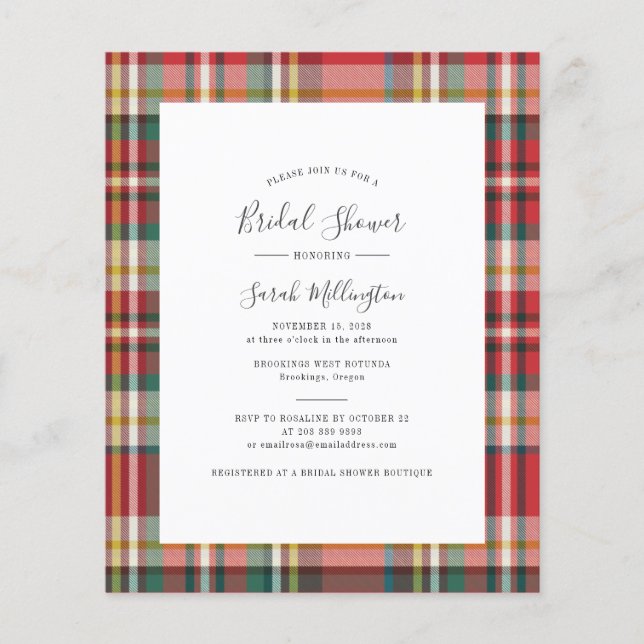 Budget Pset Rustic Bridal Shower Invitation (Voorkant)