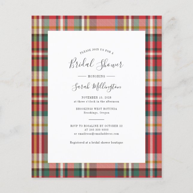Budget Pset Rustic Bridal Shower Invitation (Voorkant)