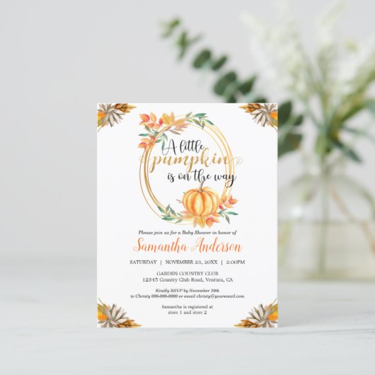 Budget Pumpkin Baby shower Herfst (Staand voorkant)