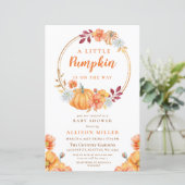 Budget Pumpkin baby shower-uitnodiging (Staand voorkant)