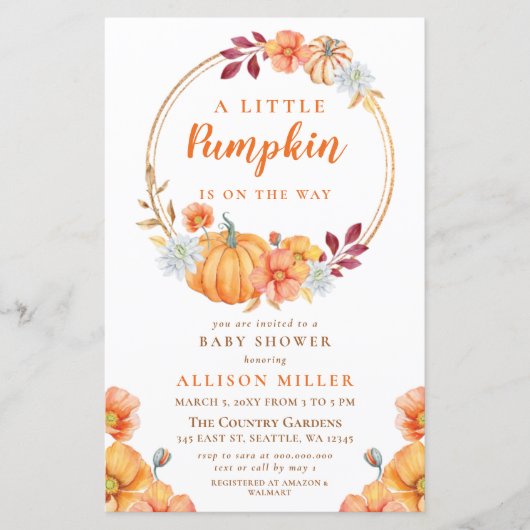 Budget Pumpkin baby shower-uitnodiging (Voorkant)