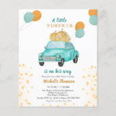 Budget Pumpkin Blue Gold Car Baby shower (Voorkant)