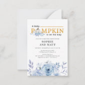 Budget Pumpkin Blue Lila Boys Baby shower Notitiekaartje (Voorkant)