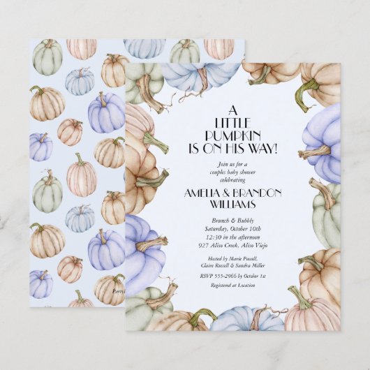 Budget Pumpkin Boy Baby Shower-uitnodigingen (Voorkant / Achterkant)