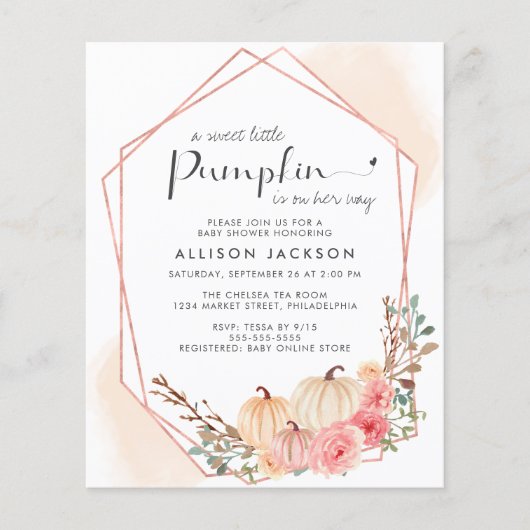 Budget Pumpkin Floral Baby Girl Shower (Voorkant)