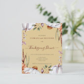 Budget Pumpkin Floral Thanksgiving Uitnodiging (Staand voorkant)