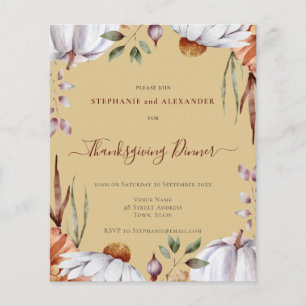 Budget Pumpkin Floral Thanksgiving Uitnodiging