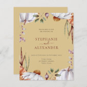 Budget Pumpkin Floral Wedding QR Code Uitnodiging (Voorkant / Achterkant)