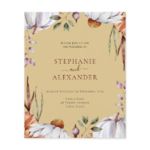 Budget Pumpkin Floral Wedding QR Code Uitnodiging