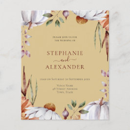 Budget Pumpkin Floral Wedding QR Code Uitnodiging