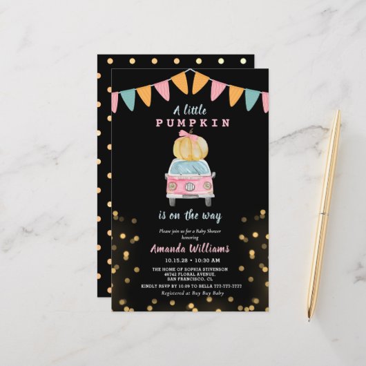 Budget Pumpkin Gold Polka Dot Baby shower (Voorkant / Achterkant in situ)