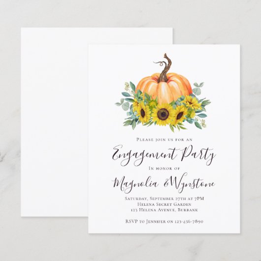 Budget Pumpkin Herfst Engagement Party (Voorkant / Achterkant)