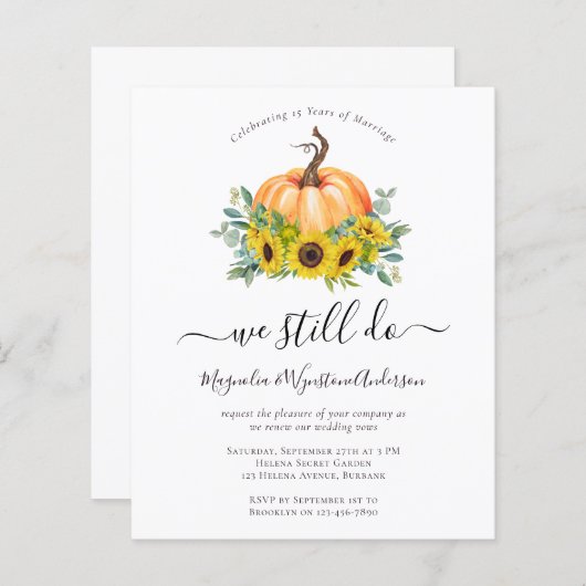 Budget Pumpkin Herfst Vow Renewal (Voorkant / Achterkant)