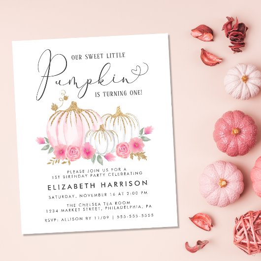 Budget Pumpkin Pink Floral Girl 1e verjaardag