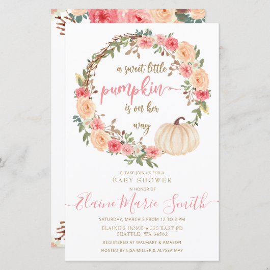 Budget Pumpkin Pink Girl Baby shower (Voorkant / Achterkant)