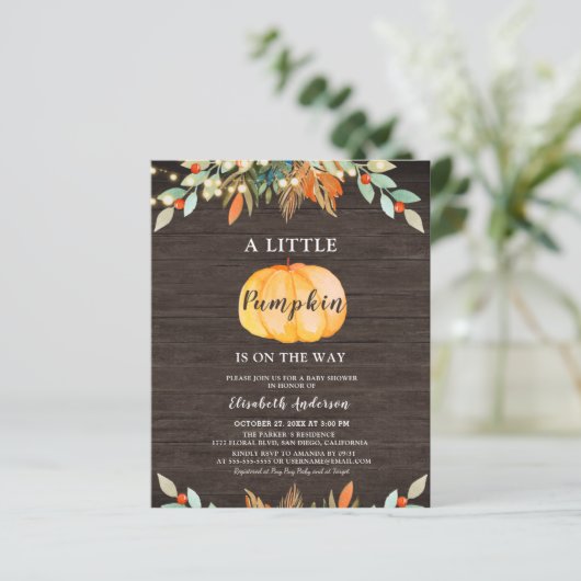 Budget Pumpkin Rustic String Lights Baby shower (Staand voorkant)