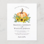 Budget Pumpkin Sunflower Fall Weddenschap (Voorkant)