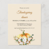 Budget Pumpkin Thanksgiving Dinner Invitation. Flyer (Voorkant)