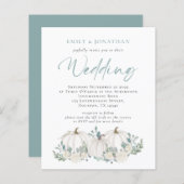 Budget Pumpkins Blauwgroen Foliage QR Wedding Invi (Voorkant / Achterkant)