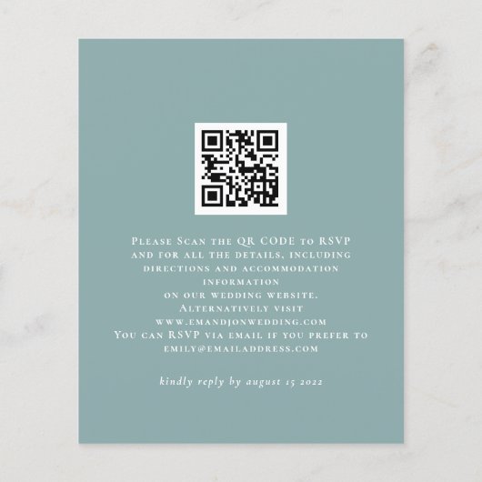 Budget Pumpkins Blauwgroen Foliage QR Wedding Invi (Achterkant)