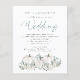 Budget Pumpkins Blauwgroen Foliage QR Wedding Invi