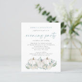 Budget Pumpkins Blauwgroen QR Evening Party Invite (Staand voorkant)