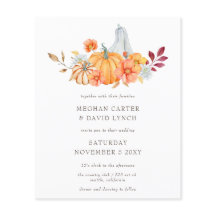 Budget Pumpkins Fall Wedding Invitation