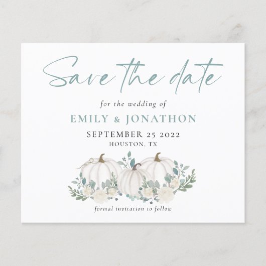 Budget Pumpkins Florals QR Wedding Save the Date (Voorkant)