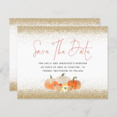Budget Pumpkins Gold Glitter QR sparen de datum (Voorkant / Achterkant)